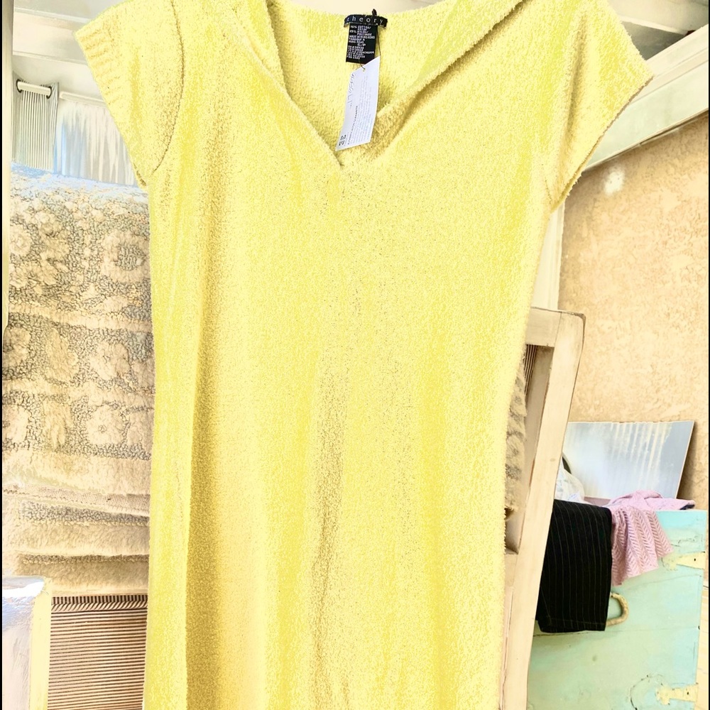 THEORY Lemon yellow terry hooded Dress sz SP